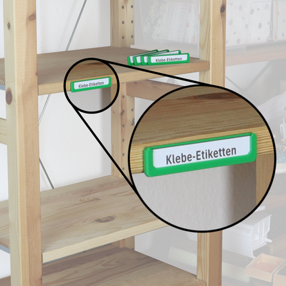 Etikettenhalter zum Kleben für IKEA IVAR Regalboden – 80x16mm Etikett