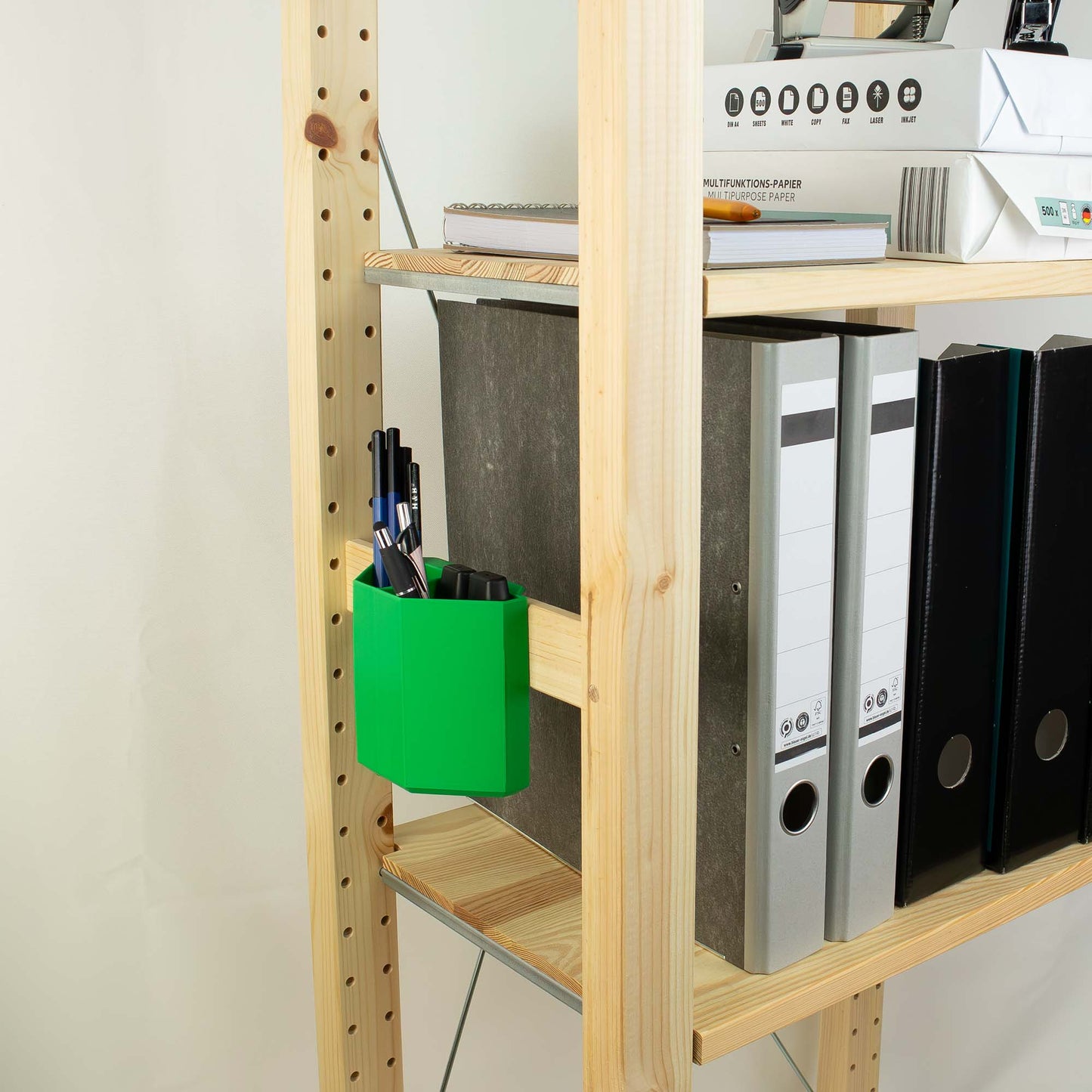 IKEA IVAR Aufbewahrungsbox für Querstrebe, einzeln, einseitig, tief mit Fächern – Aufbewahrung für Marker Kugelschreiber Bürobedarf