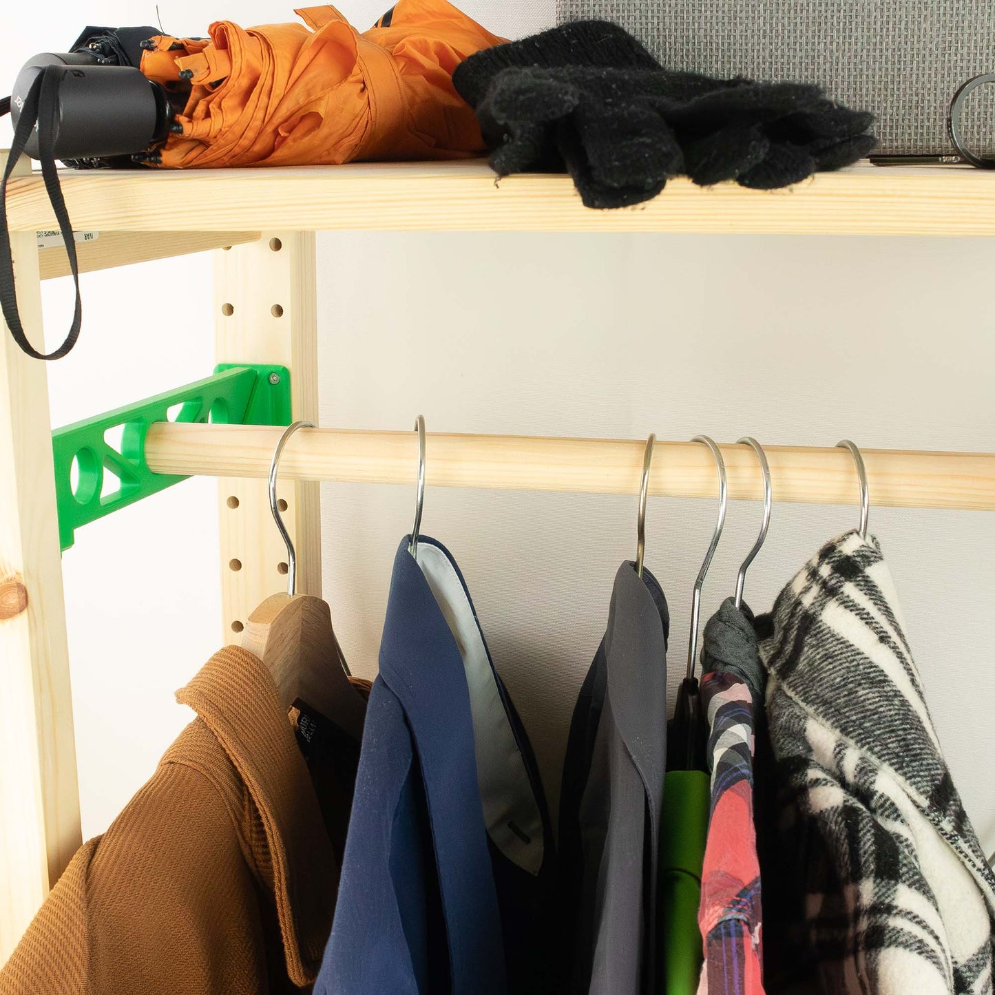 IKEA IVAR Kleiderstange mit Halter für Regal 30cm tief | Halterungen & Holzstangen | Flexible Garderobe bis 3 Stangen