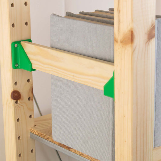 IKEA IVAR Querstrebe Seitenteil – 3D-gedruckte Halterung für zusätzliche Regalstrebe | Buchstütze, Fallschutz & Hakenhalter